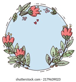 Bright illustration with flowers. Cute vector illustration for kids prints, greeting cards, poster. Doodle character