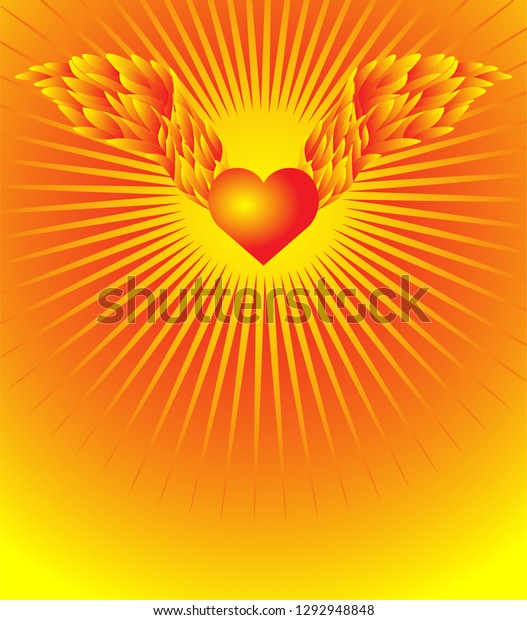 Bright Illustration Flying Winged Heart Image Stock Vector (Royalty Free) 1292948848 Shutterstock