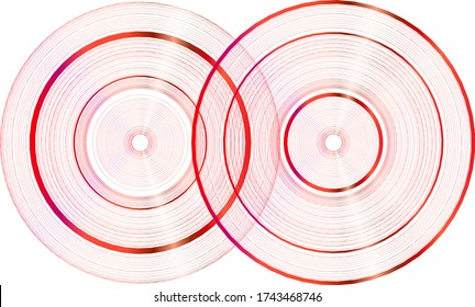 Bright illustration of a gradient of red lines shapes on a white background