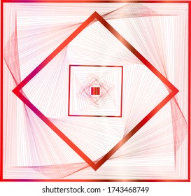 Ilustración brillante de un degradado de formas de líneas rojas en un fondo blanco