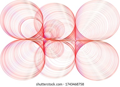 Bright illustration of a gradient of red lines shapes on a white background