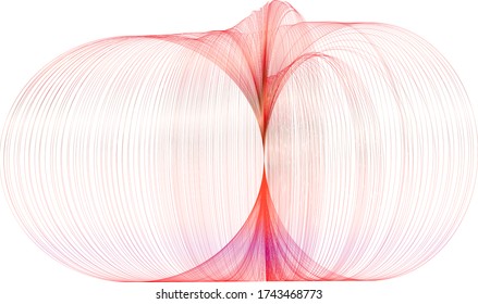 Bright illustration of a gradient of red lines shapes on a white background