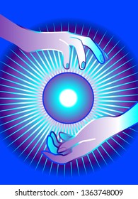 bright illustration of hands holding something