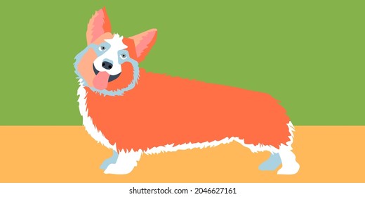 una ilustración brillante con la imagen de un perro Corgi galés.