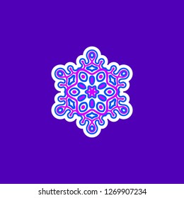 bright illustration of isolated colored snowflake in vector