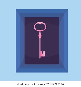 Bright illustration of keys in a frame. Minimalistic keys vector format