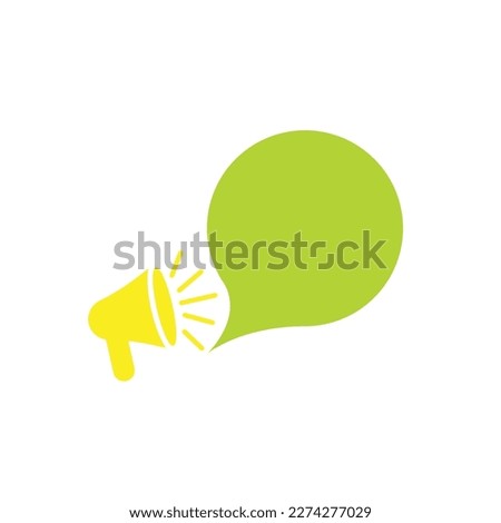 Bright Illustration Of Megaphone Making Loudly Brand New Information. Using Bullhorn Giving Powerful Great News Advertisement With Speach Bubble. Big Empty Dialog Box