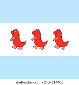 Bright illustration with red dinosaurs.