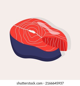 Bright illustration of red fish. A fresh cartoon vegetable is highlighted on a white background. Illustration is used for magazines, books, posters, postcards, menu covers, web pages.