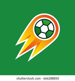 Bright illustration, soccer ball on fire