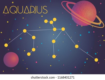 Bright image of the constellation Aquarius. Kids who are fond of astronomy will like it very much.