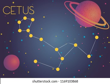 Bright image of the constellation Cetus. Kids who are fond of astronomy will like it very much.