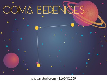 Bright image of the constellation Coma Berenices. Kids who are fond of astronomy will like it very much.