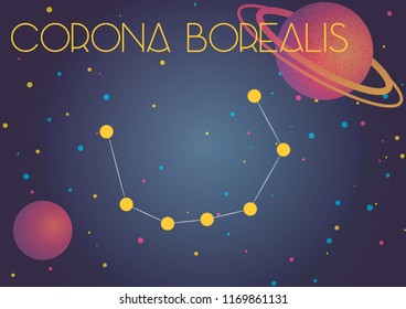 Bright image of the constellation Corona Borealis. Kids who are fond of astronomy will like it very much.