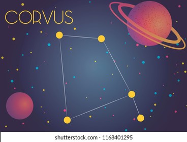 Bright image of the constellation Corvus. Kids who are fond of astronomy will like it very much.