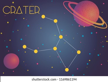 Bright image of the constellation Crater. Kids who are fond of astronomy will like it very much.