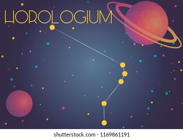 Bright image of the constellation Horologium. Kids who are fond of astronomy will like it very much.