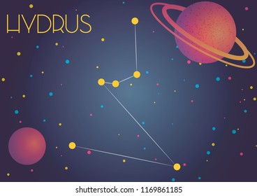 Bright image of the constellation Hydrus. Kids who are fond of astronomy will like it very much.