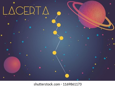 Bright image of the constellation Lacerta. Kids who are fond of astronomy will like it very much.