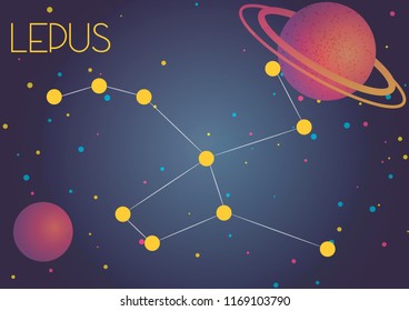 Bright image of the constellation Lepus. Kids who are fond of astronomy will like it very much.