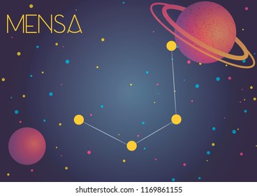 Bright image of the constellation Mensa. Kids who are fond of astronomy will like it very much.