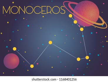 Bright image of the constellation Monoceros. Kids who are fond of astronomy will like it very much.