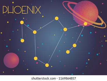 Bright image of the constellation Phoenix. Kids who are fond of astronomy will like it very much.