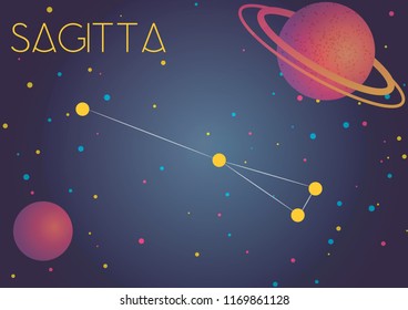 Bright image of the constellation Sagitta. Kids who are fond of astronomy will like it very much.