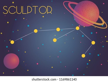 Bright image of the constellation Sculptor. Kids who are fond of astronomy will like it very much.