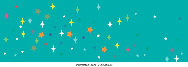 Bright Indigo Stars Pastel Pink Lavender Green Blue Sky Background. Vibrant Red Orange Azure Turquoise Violet Vivid Stars Ornament. Multicolor White Chaotic Print Colorful Yellow Sea Illustration.
