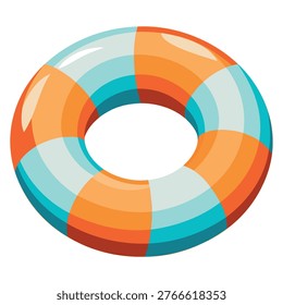 Bright inflatable swimming ring for pool or beach. Summer floatation device in vibrant color, perfect for vacation, water fun, or holiday design elements.