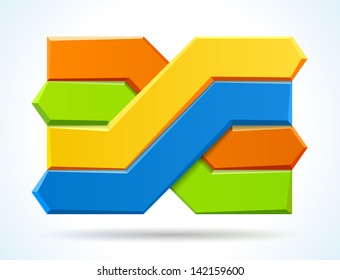 Bright infographic template with crossed 3d lines
