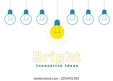 bright innovative idea concept with hanging light bulb vector 