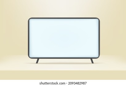 Bright interior with modern TV. 3D style vector illustration