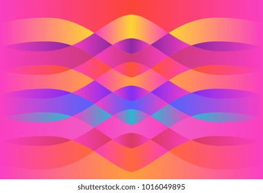 Bright intertwining tapes. Beautiful multicolor gradient background in vector.