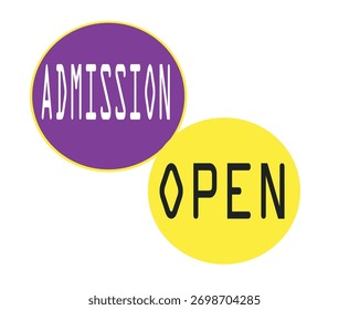 A bright and inviting graphic announcing “Admissions Open.” The design features students smiling, graduation caps, and educational icons, symbolizing learning and success
