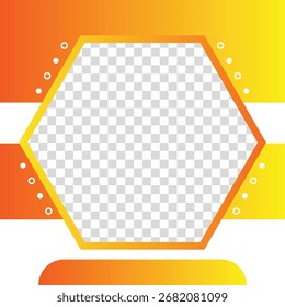A bright and inviting template with a hexagonal frame in warm orange and yellow gradients, accented with decorative circles