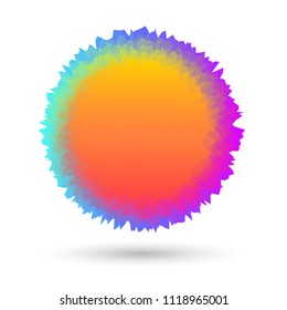 Bright iridescent round empty frame, banner
