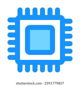 Bright, isolated computer chip icon with internal square, great for tech and innovation illustrations or website graphics.
