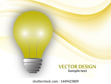 Bright isolated light bulb on the background of a dynamic wavy surface. The concept of a brilliant idea. Vector illustration for your design.
