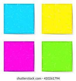 Bright isolated stickers in neon-style entries. Stickers with the texture of the spots and the frame. Vector illustration