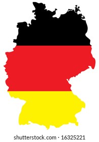 bright isolated vector illustration of German flag on country map