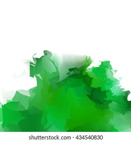 Bright isolated watercolor spot of green in the middle of the bottom of the picture, leaves room for text.