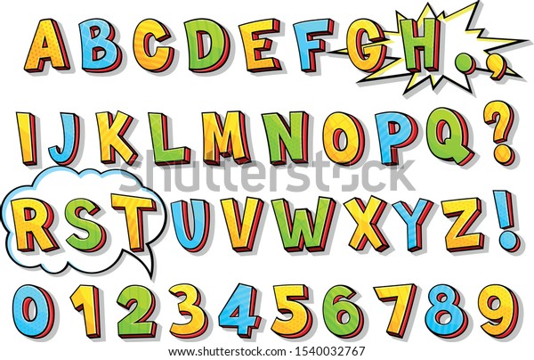 Bright Isometric Capital Letters OF ABC Colorful English Alphabet And Numbers School Wallpaper Murals