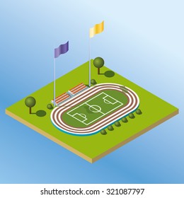 Bright isometric stadium illustration. Playground icon. Isometric stadium illustration. 