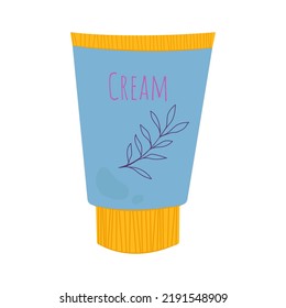 A bright jar of body care cosmetics. Body cream. Vector illustration in flat style.