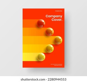 Helle Journal Cover Design Vektorvorlage. Minimalistische 3D Bälle Booklet Illustration.