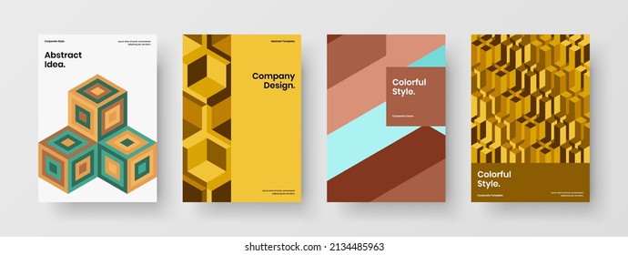 Composición de diseño vectorial de la portada del asiento brillante. Conjunto de plantillas de afiches geométricos minimalistas de hexágonos.