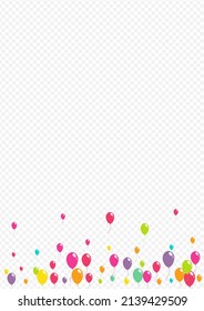 Bright Joy Inflatable Ball Vector Transparent Background. Helium Baloon Pattern. Cute Design Design. Red and Green and Yellow Happy Balloon Backdrop.