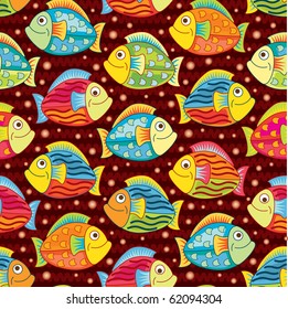 bright joyful fishes in pattern